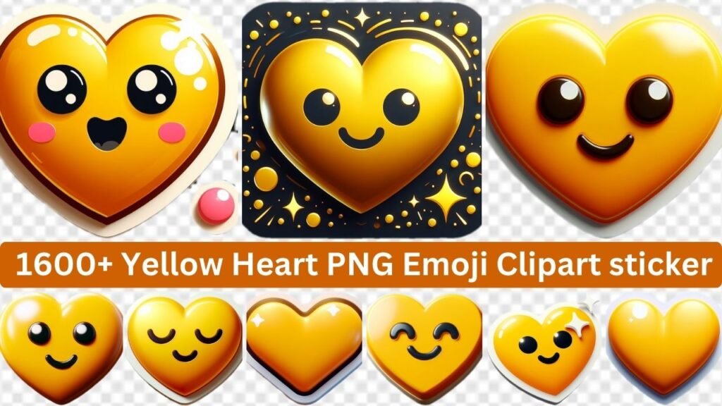 1600+ Yellow Heart Png Emoji Clipart Sticker
