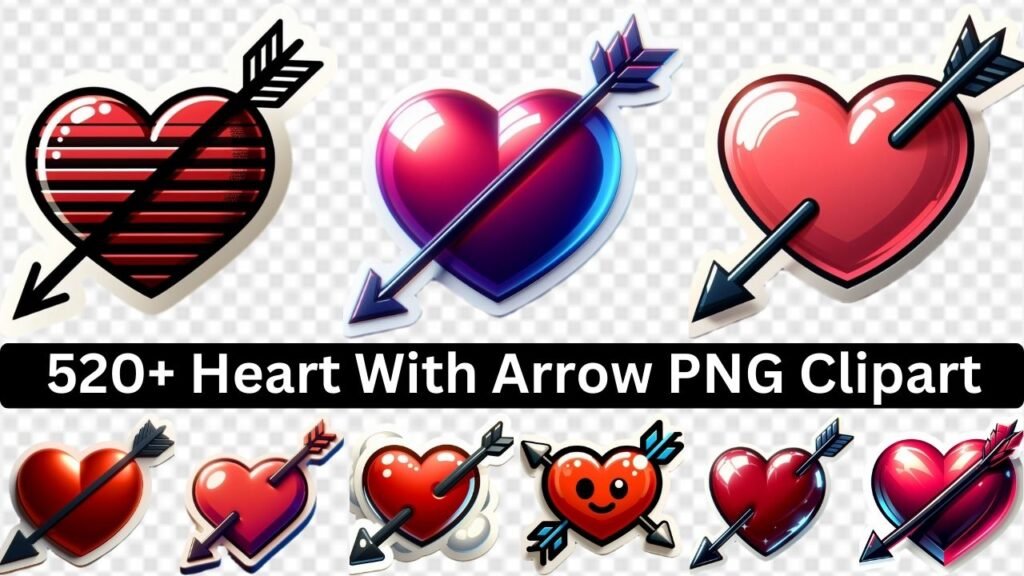 520+ Heart With Arrow Png Clipart